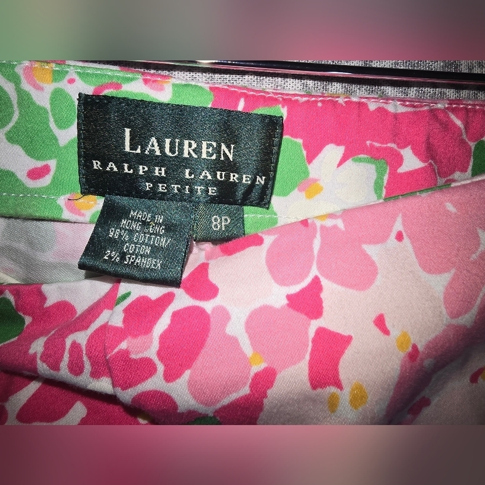 Ralf Lauren Floral Pink and Green Cropped Pants - Picture 4 of 7